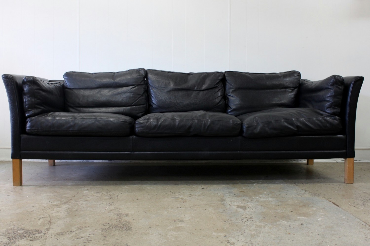 Vintage Black Leather Sofa The Vintage Shop