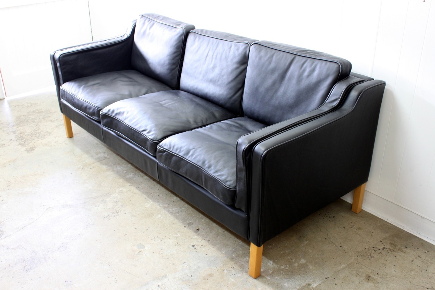 Vintage Black Leather Sofa
