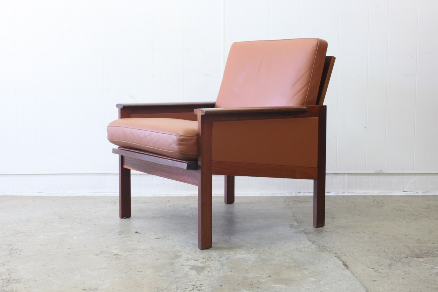 Tan Leather Arm Chairs by Illum WikkelsØ