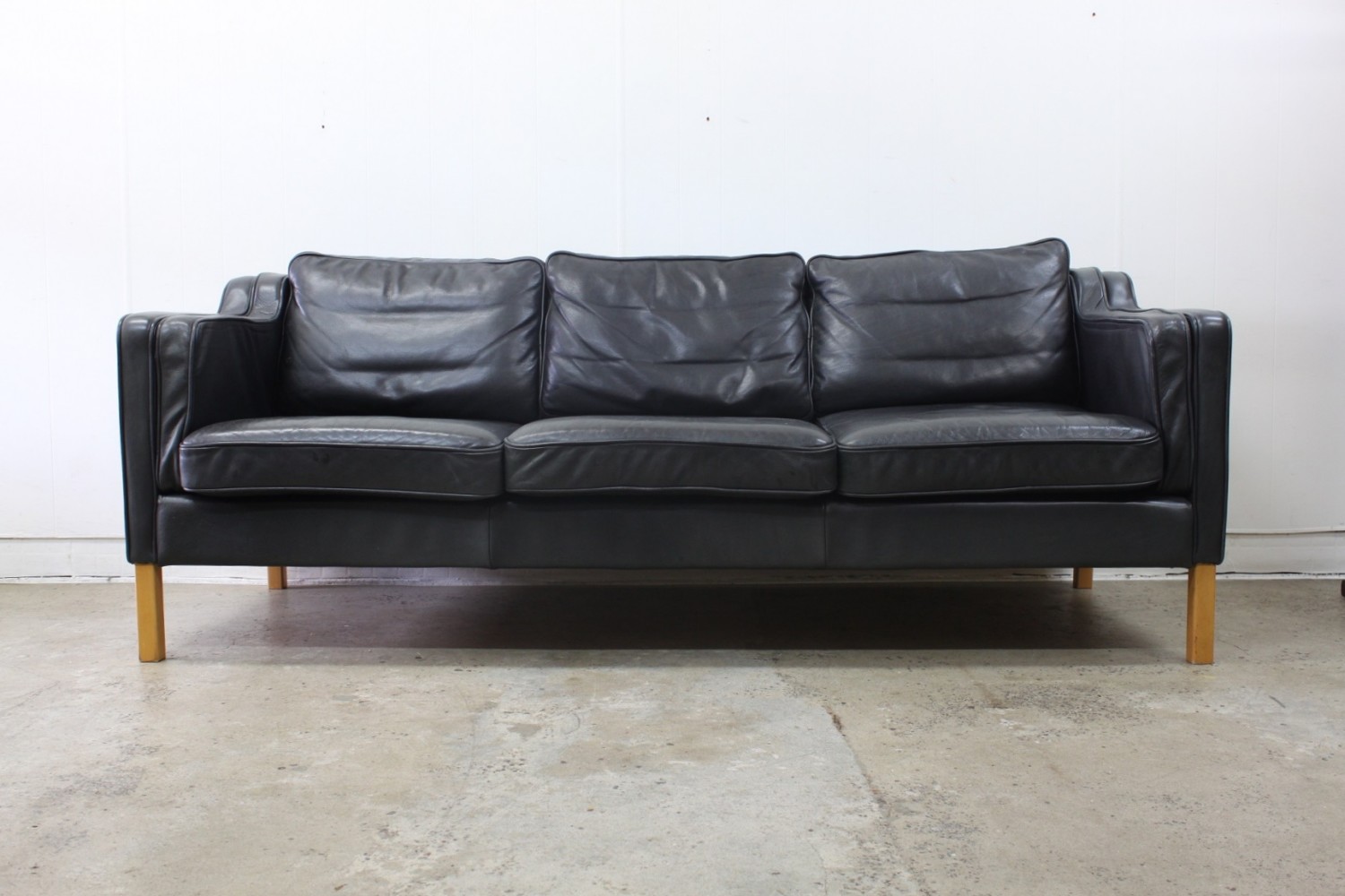 Vintage Black Leather Sofa
