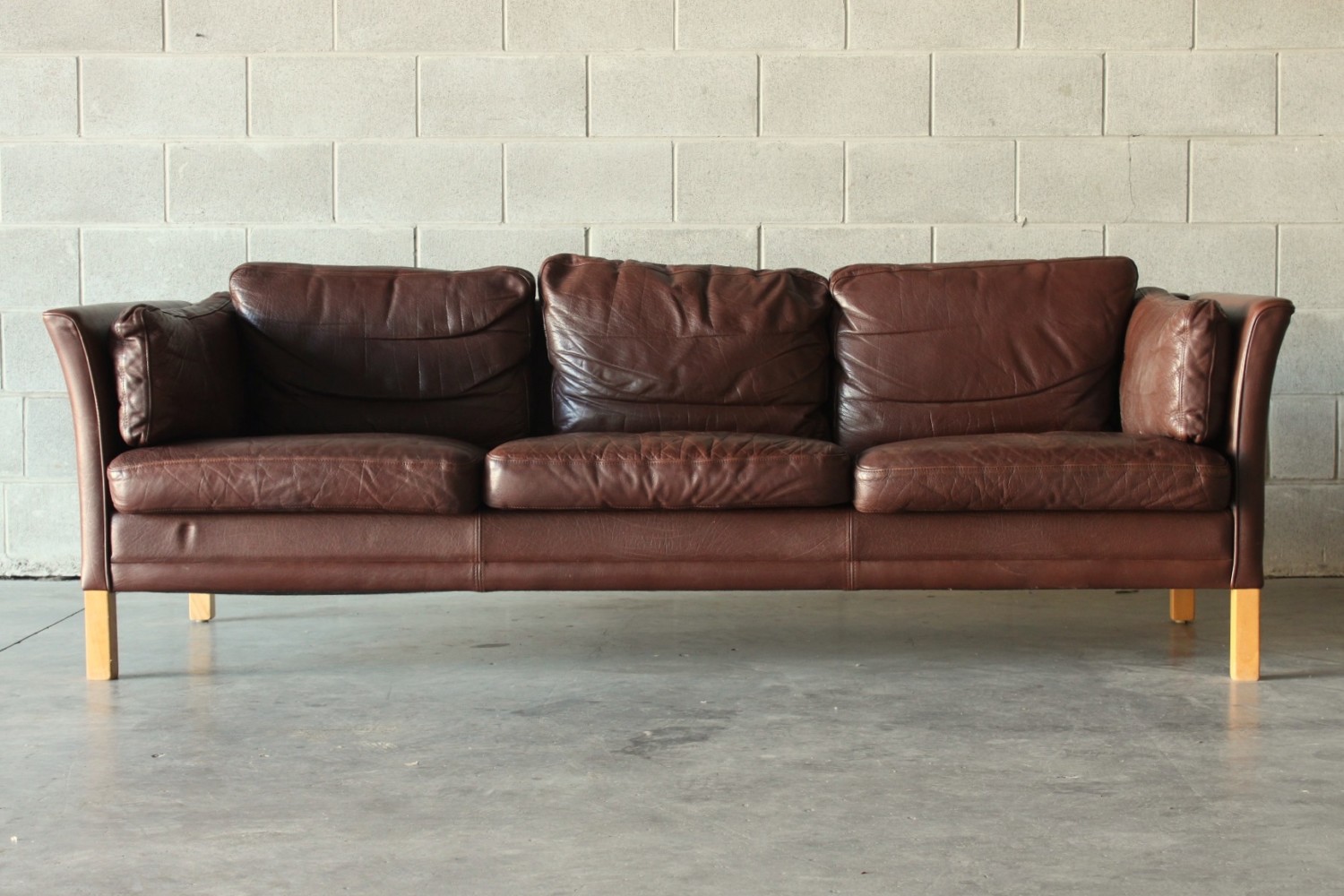 3 + 2 Brown Leather Sofas