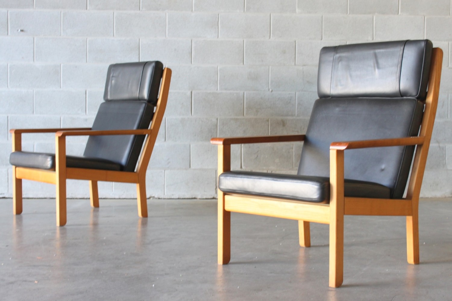 Leather + Oak Armchairs