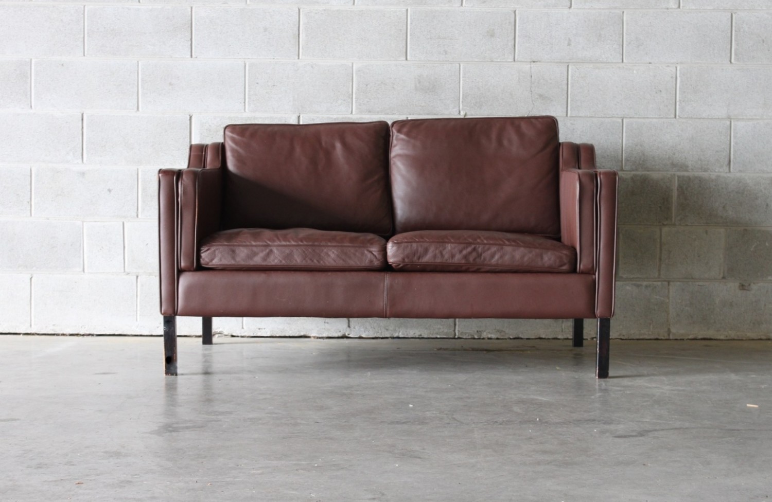Pair of Brown Leather Sofas