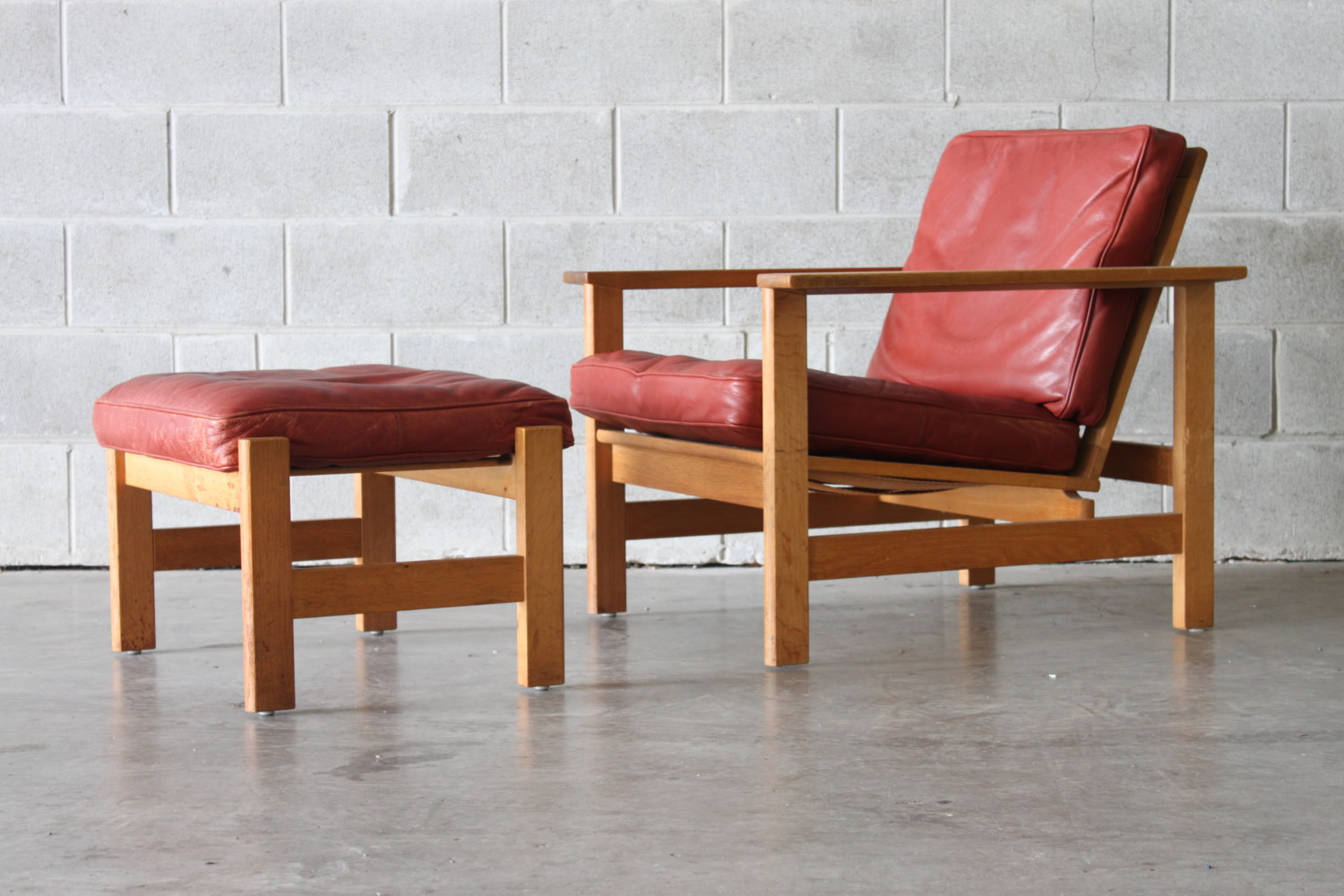 Oak Armchair + Footstool