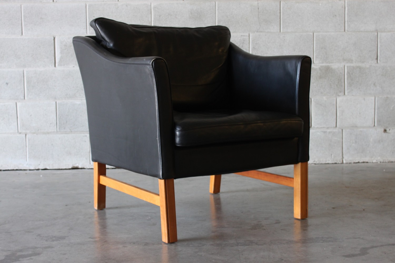 Pair of Black Leather Armchairs