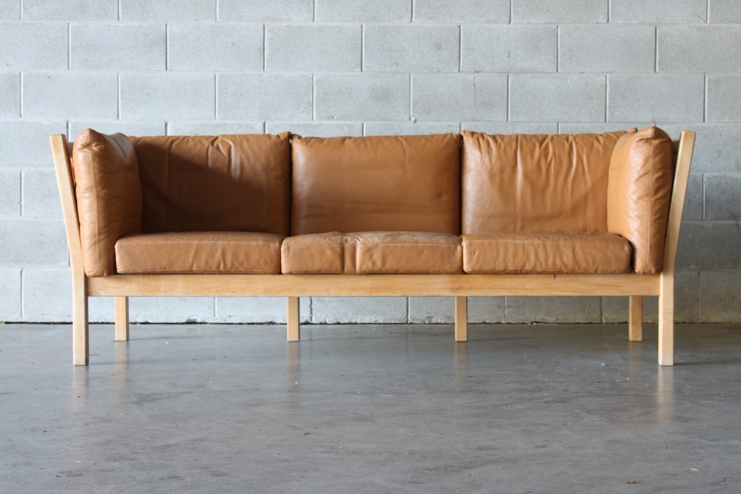 Tan Leather Sofa by Andreas Hansen