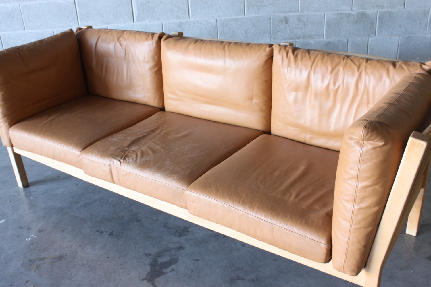 Tan Leather Sofa by Andreas Hansen