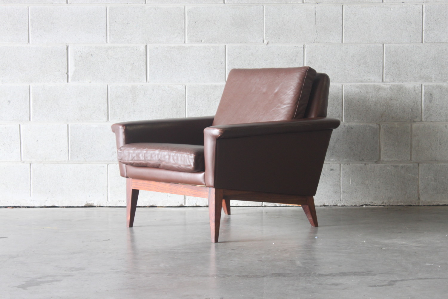 Leather  & Rosewood Armchair