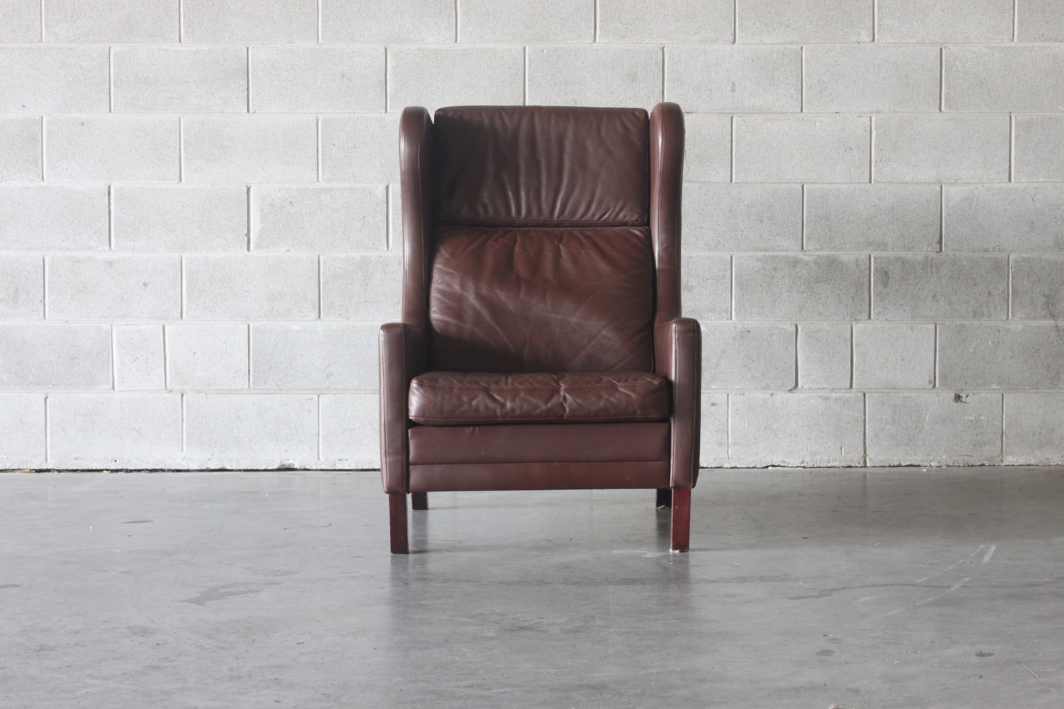Brown Leather Wingback Armchair