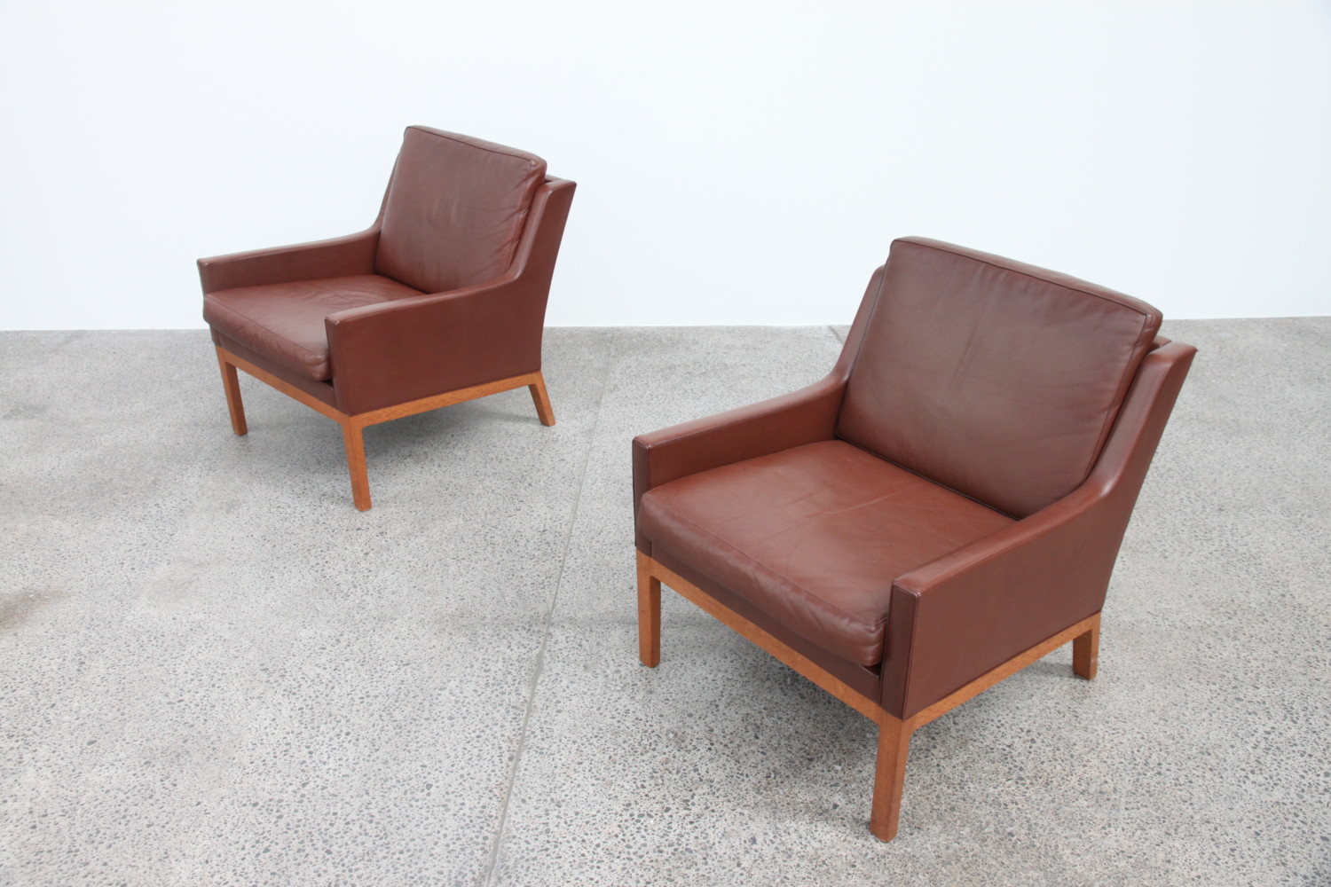 Oak & Leather armchairs by Kai Larsen