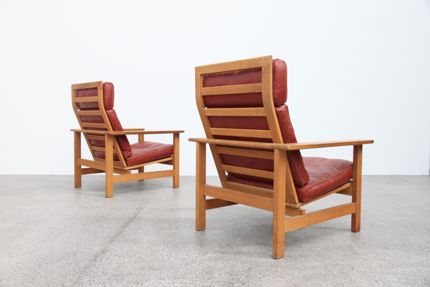 Oak & Leather Armchairs by Soren Holst
