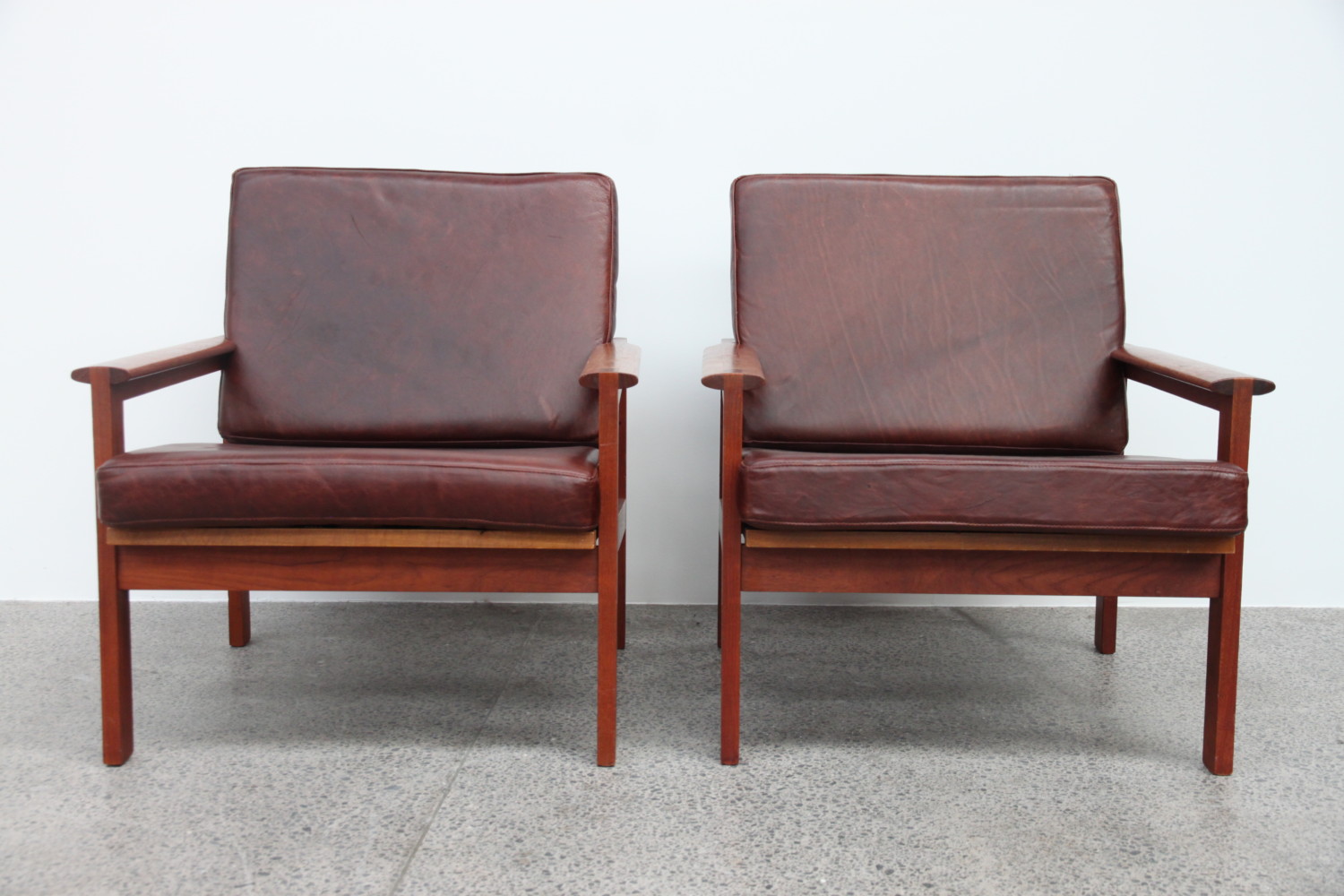 Illum Wikkelso Teak & Leather Armchairs