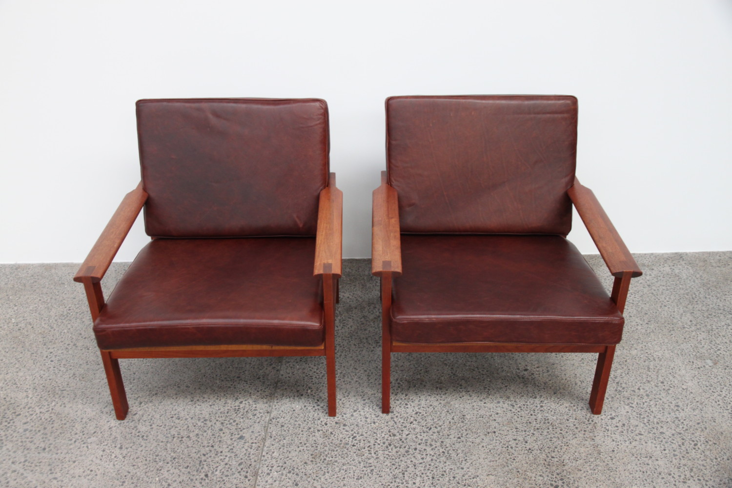 Illum Wikkelso Teak & Leather Armchairs