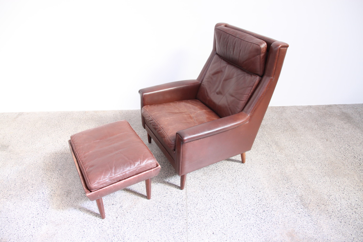 Leather Chair & Footstool