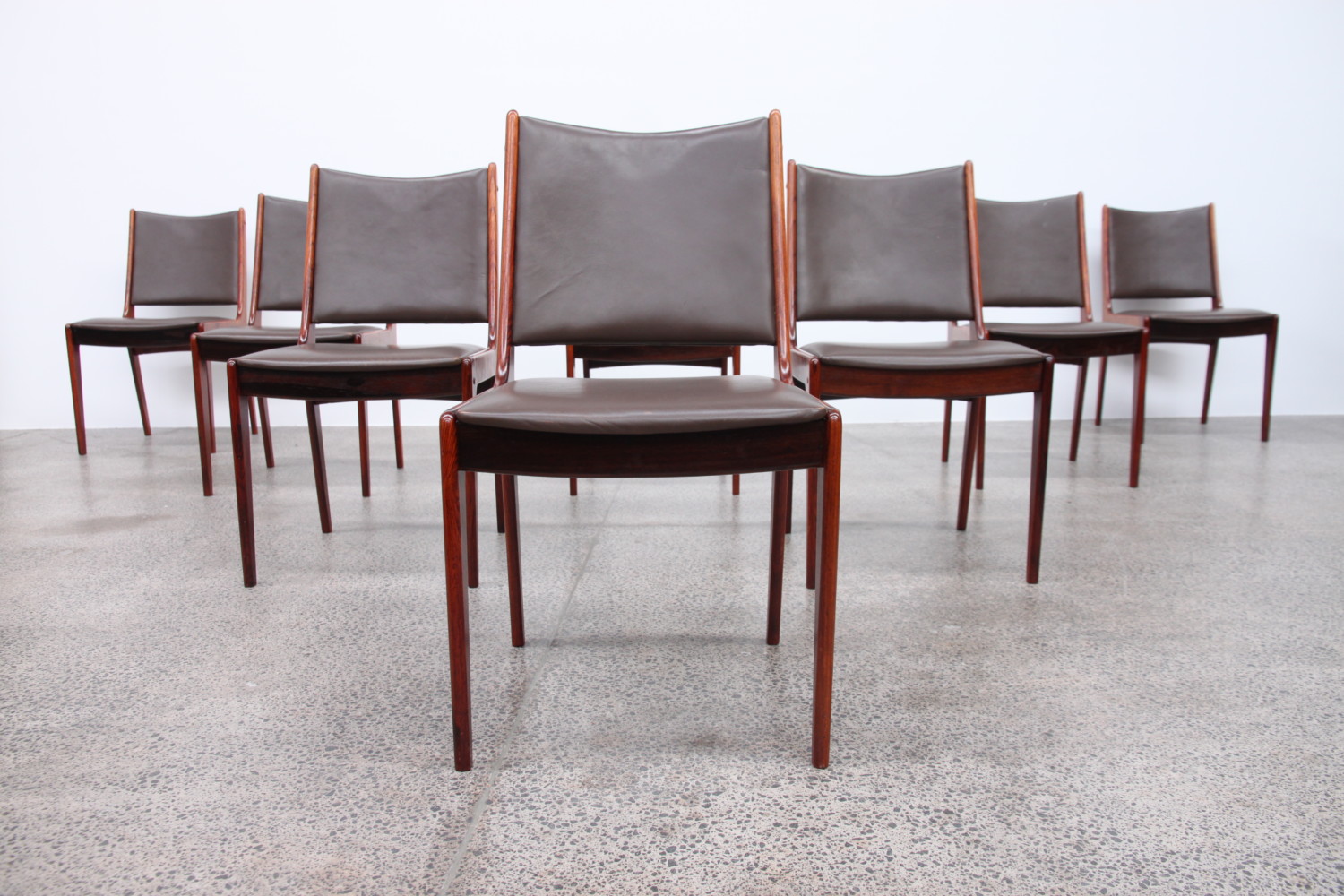 Leather Danish Dining Chairs x8 by Johannes Andersen Sold