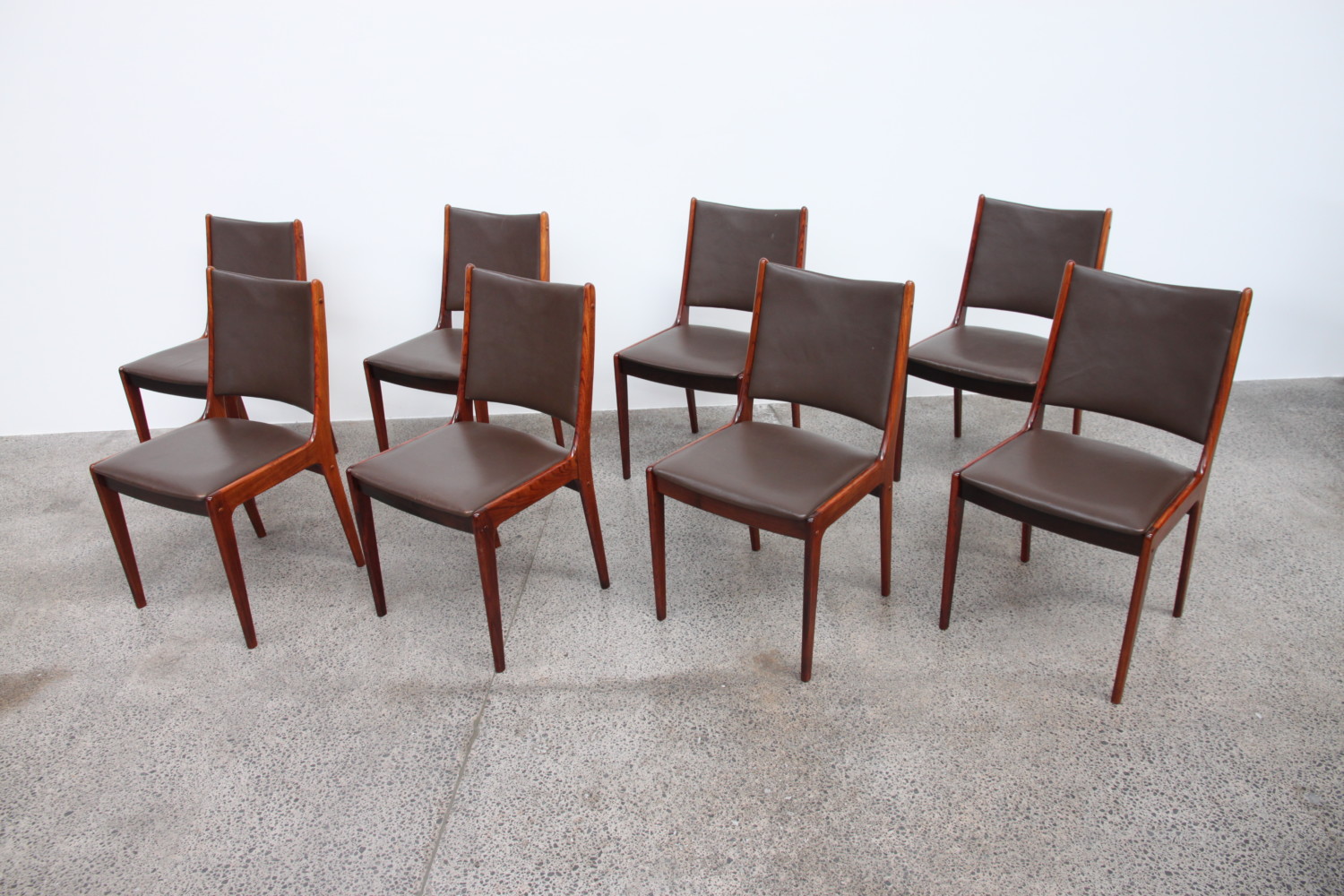 Leather Danish Dining Chairs x8 by Johannes Andersen