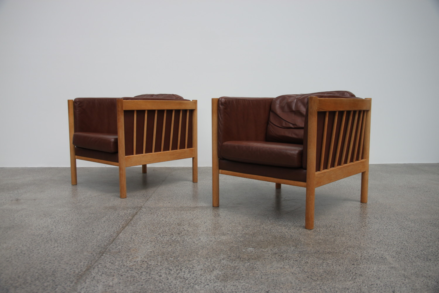 Leather & Oak Armchairs