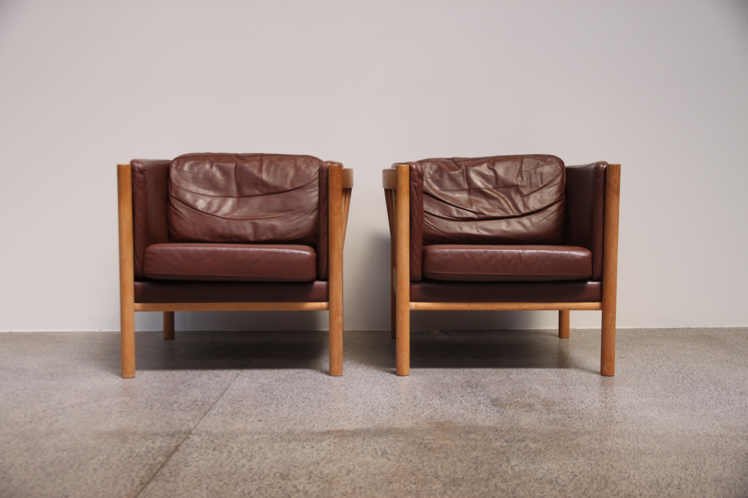Leather & Oak Armchairs