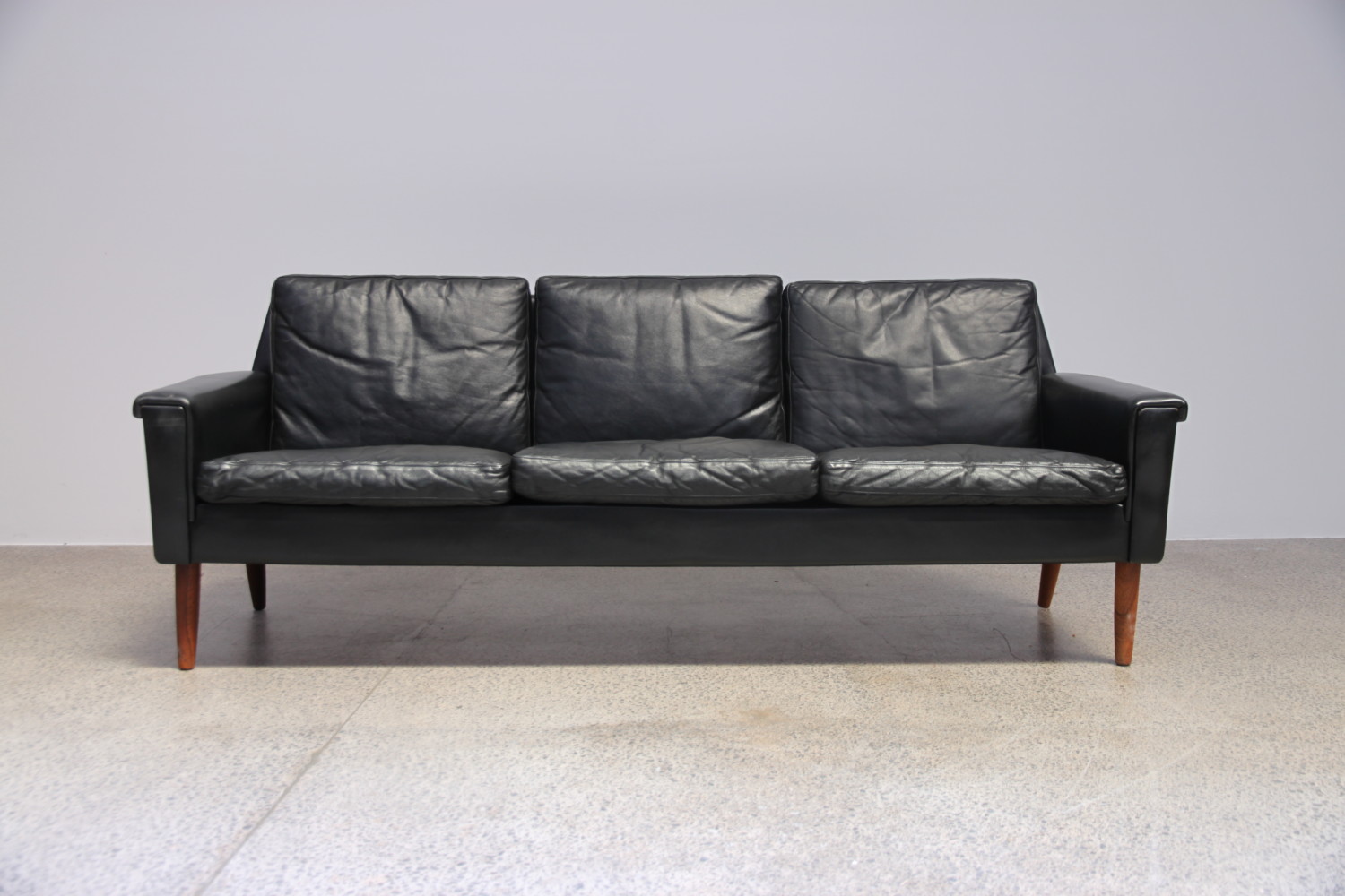 Leather  & Rosewood Sofa