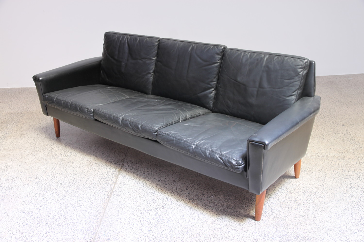 Leather  & Rosewood Sofa