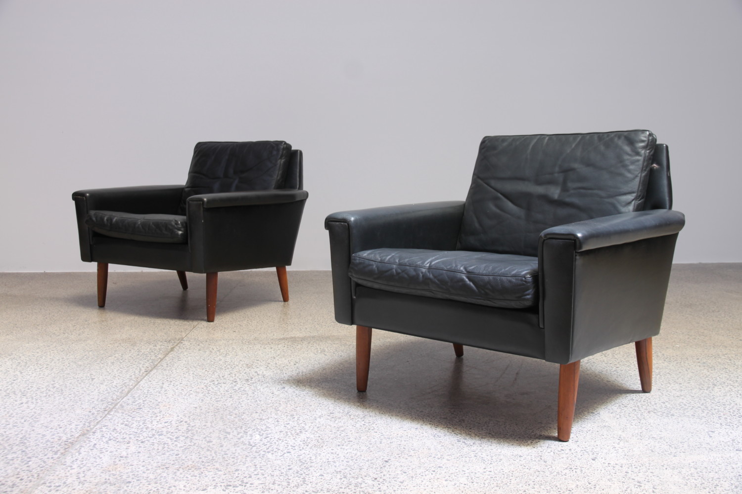Leather  & Rosewood Armchairs