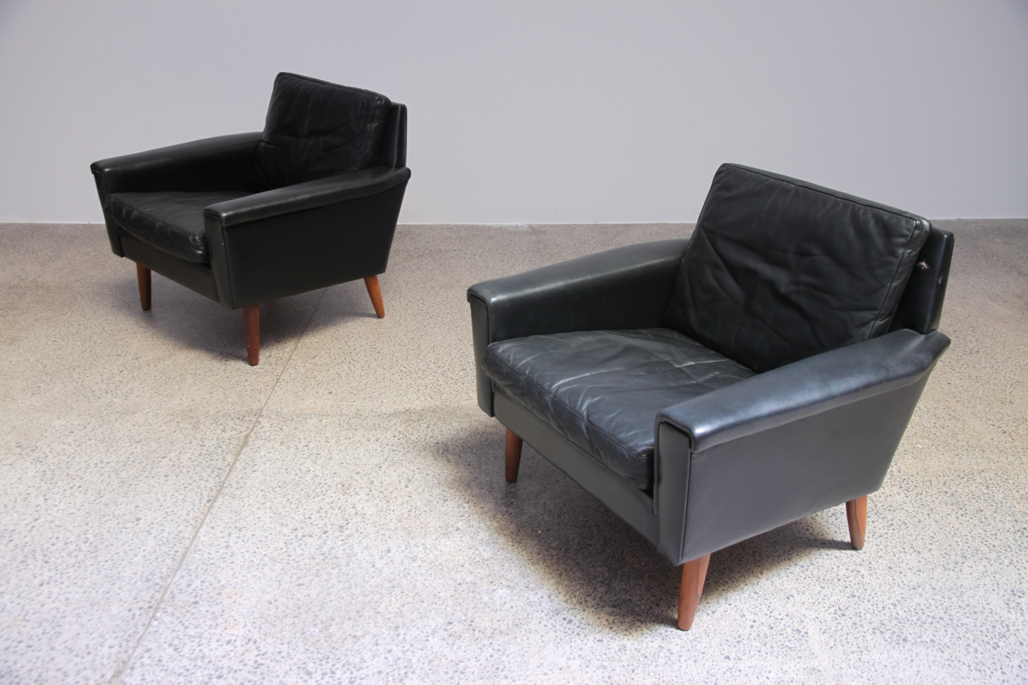 Leather  & Rosewood Armchairs