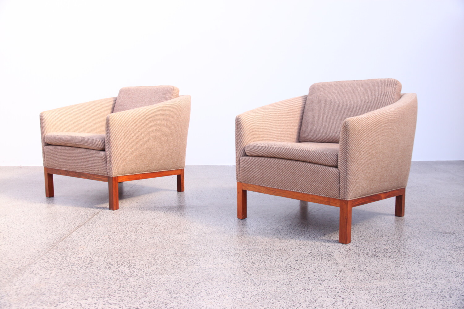 Rosewood and Wool Armchairs by Illum Wikkelso