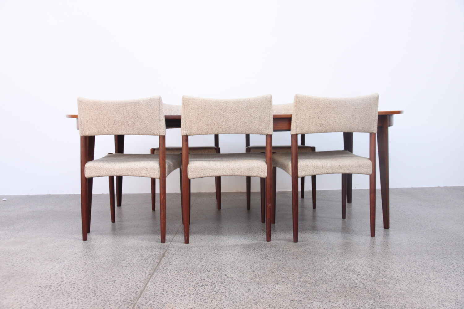 Wool and Rosewood Dining Chairs