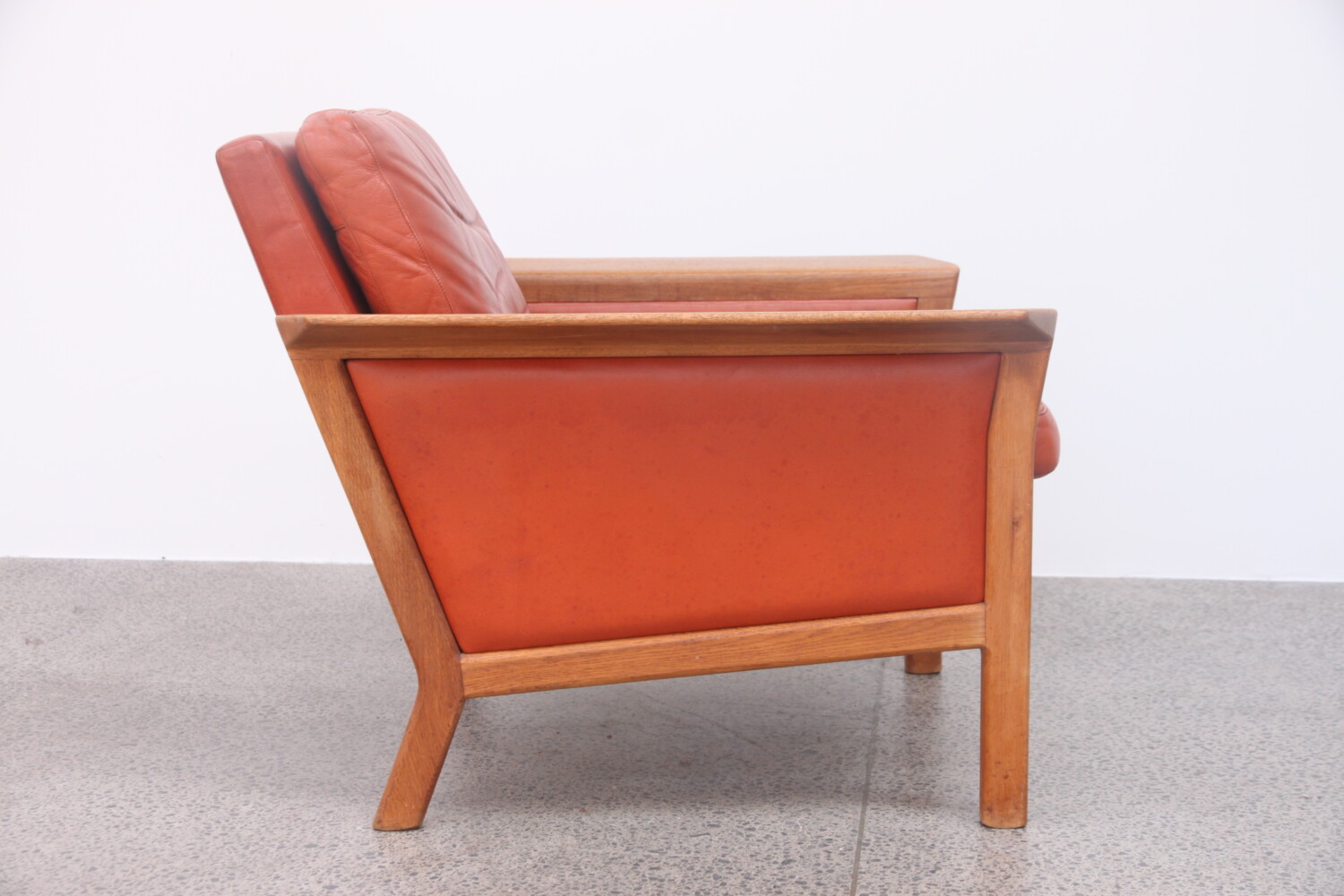 Oak and Leather Armchairs