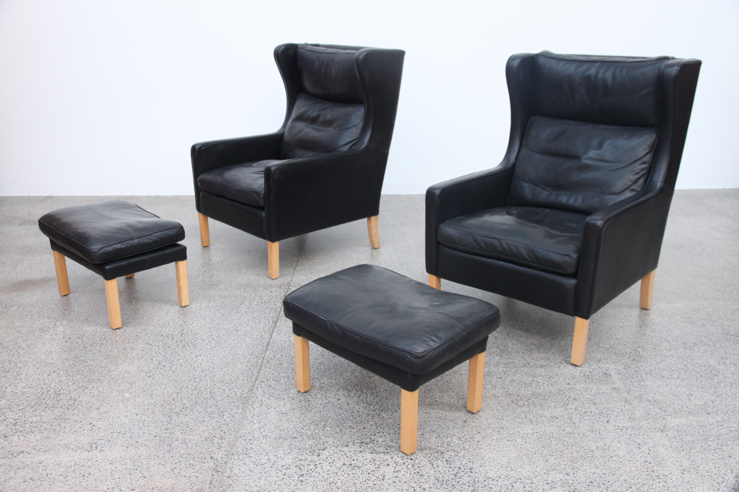 Pair of Leather High Back Armchairs