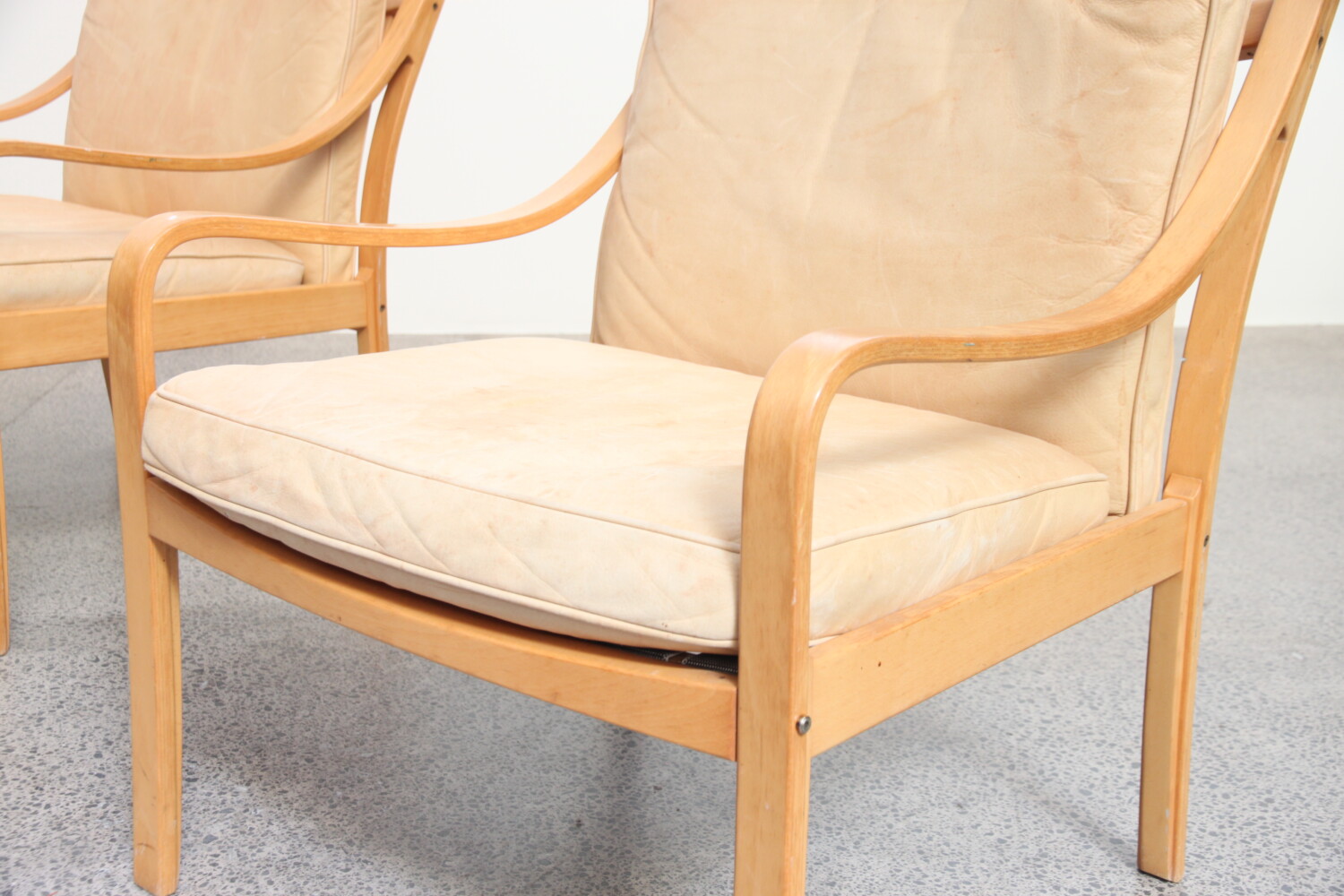Beech & Leather Armchairs