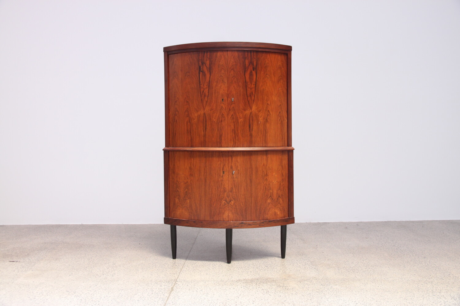 Rosewood Bow Front  Corner Cabinet
