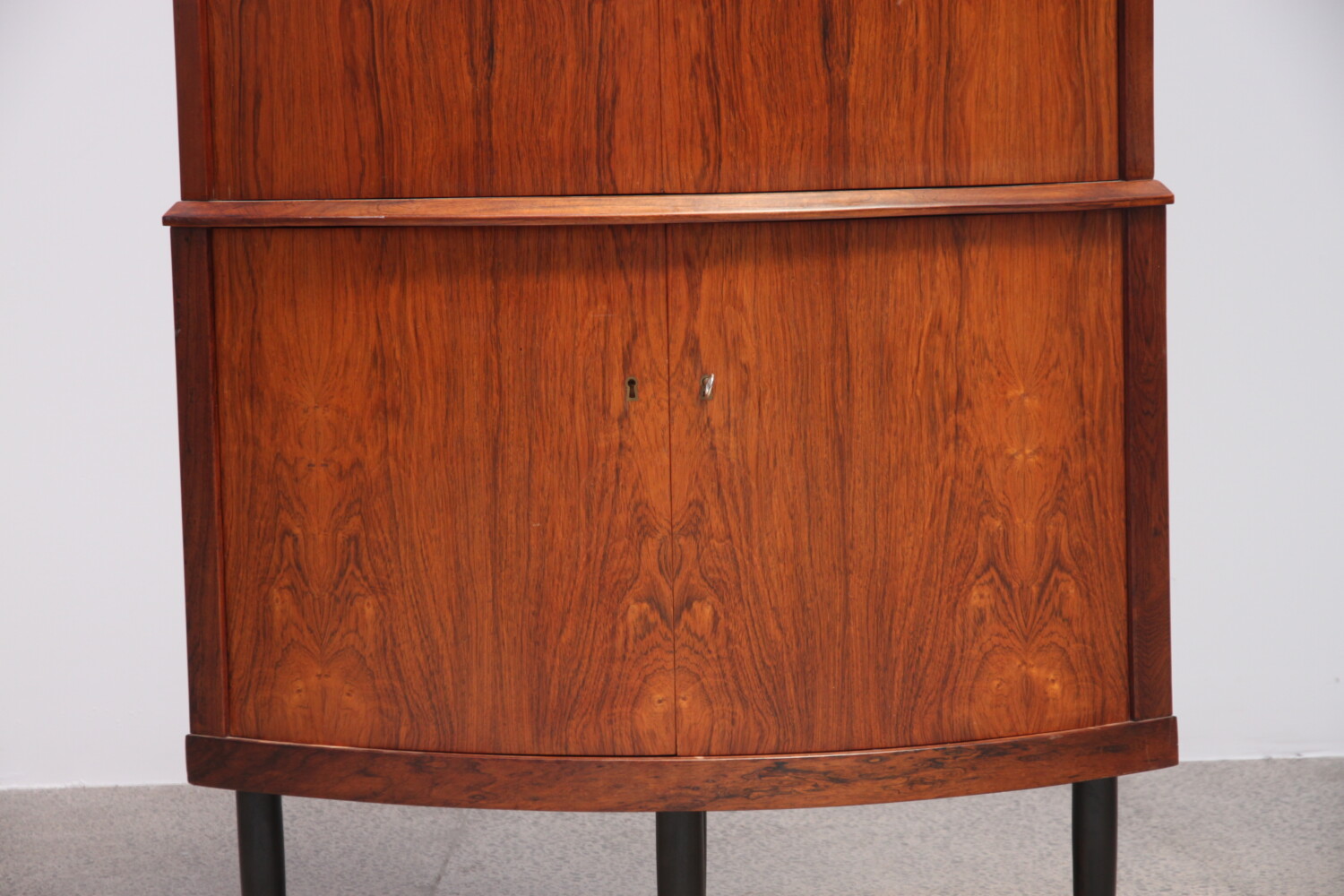 Rosewood Bow Front  Corner Cabinet