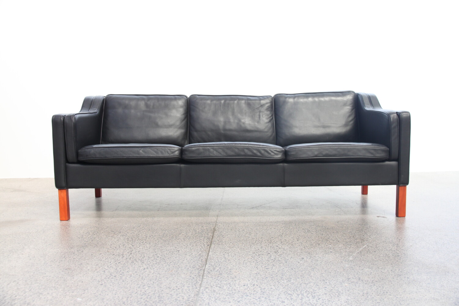Black Leather Sofa by Mogens Hansen