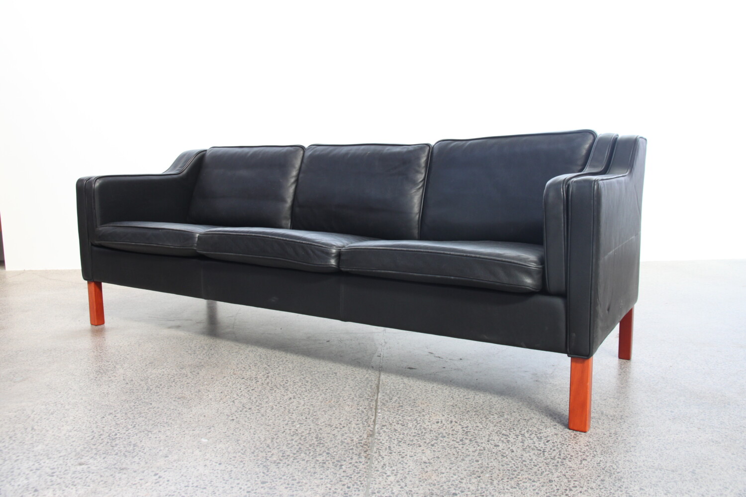 Black Leather Sofa by Mogens Hansen