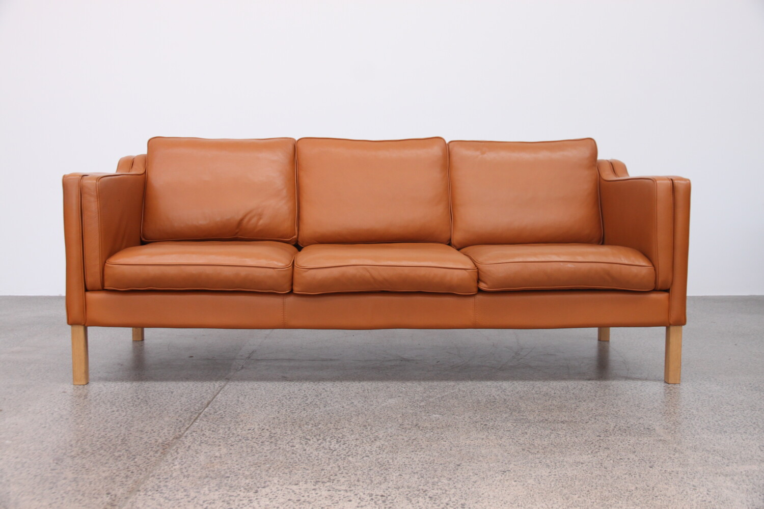 Tan Leather  & Oak Sofa