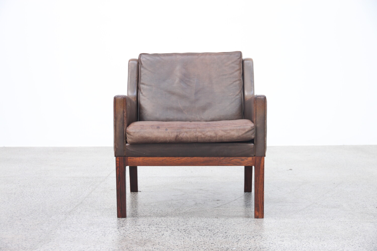 Brown Leather Low Back Armchair