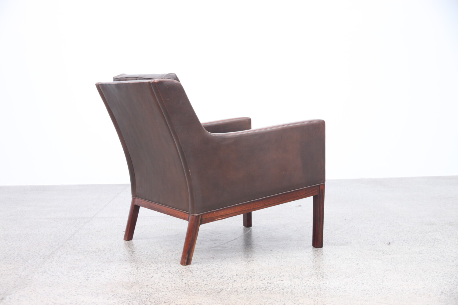 Brown Leather Low Back Armchair