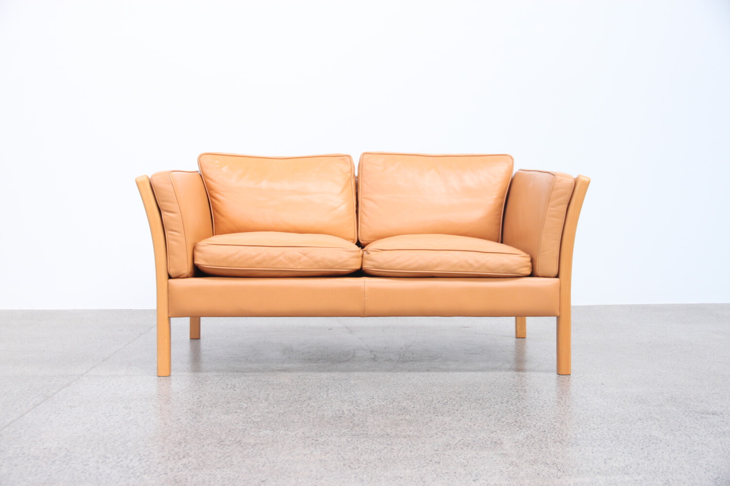 Pair of Tan Leather Sofas by Stouby