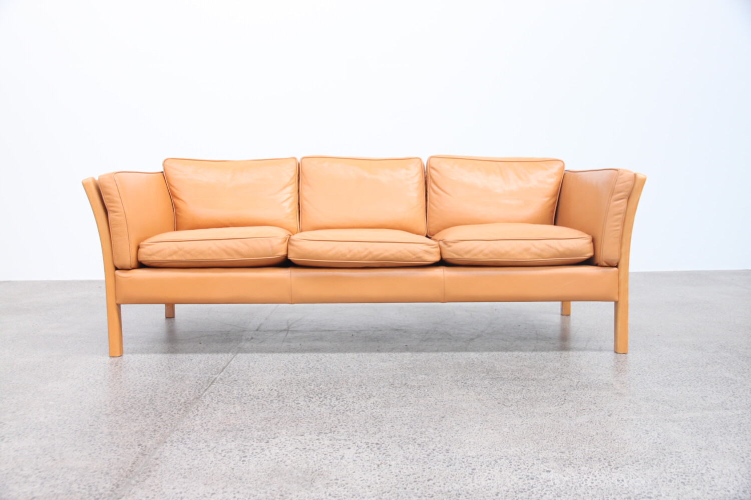 Pair of Tan Leather Sofas by Stouby