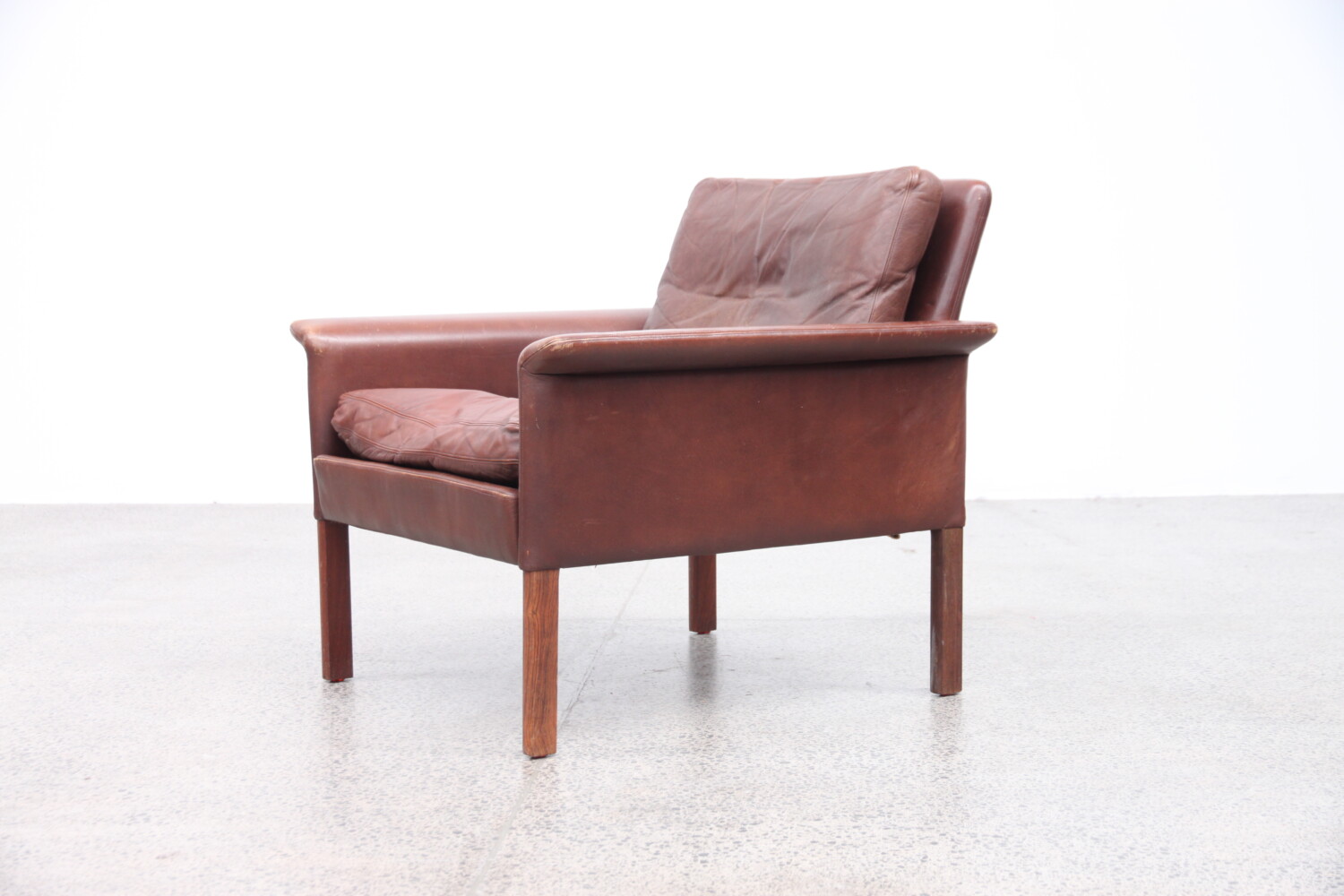 Brown Leather Armchair by Hans Olsen