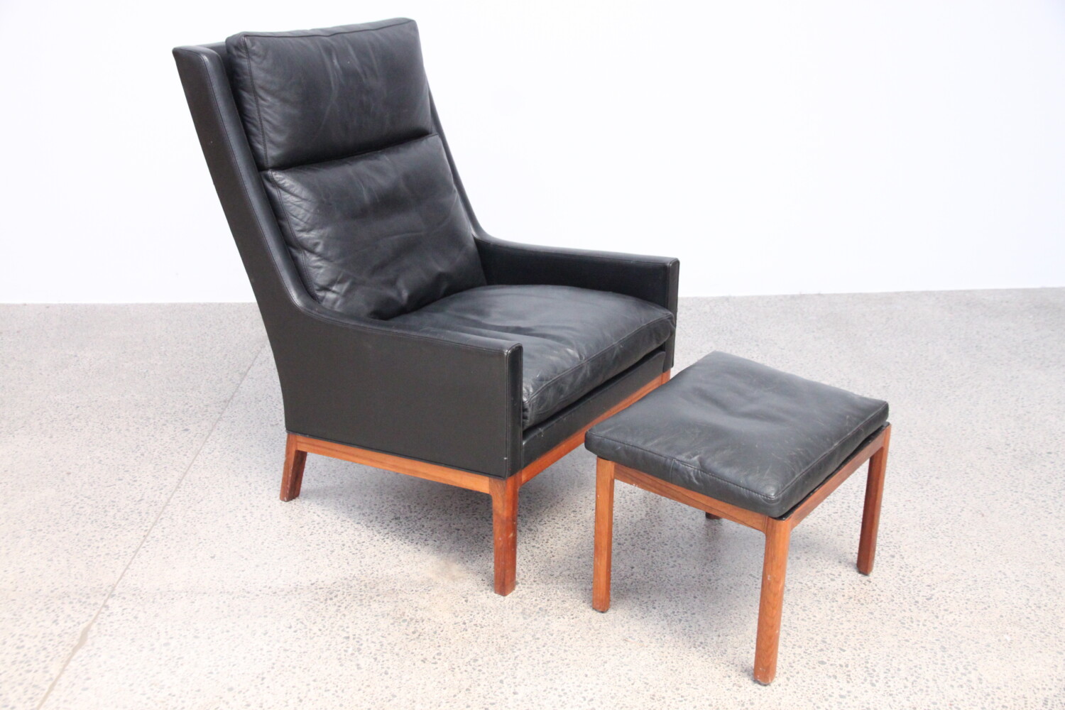 Leather & Rosewood Chair and Footstool