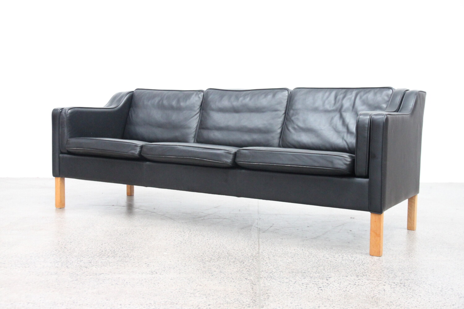 Black Leather 3 Seater Sofa sold