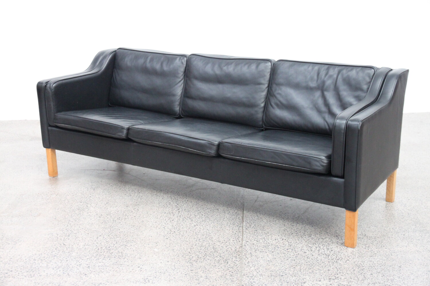 Black Leather 3 Seater Sofa sold