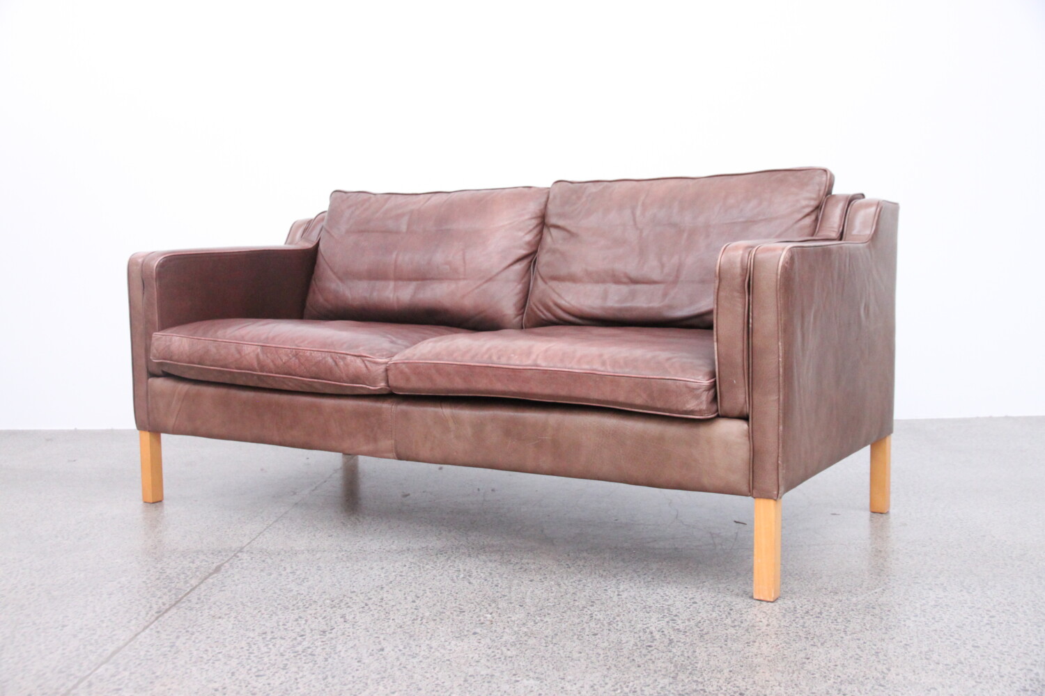 Pair of Brown Leather Sofas by Stouby