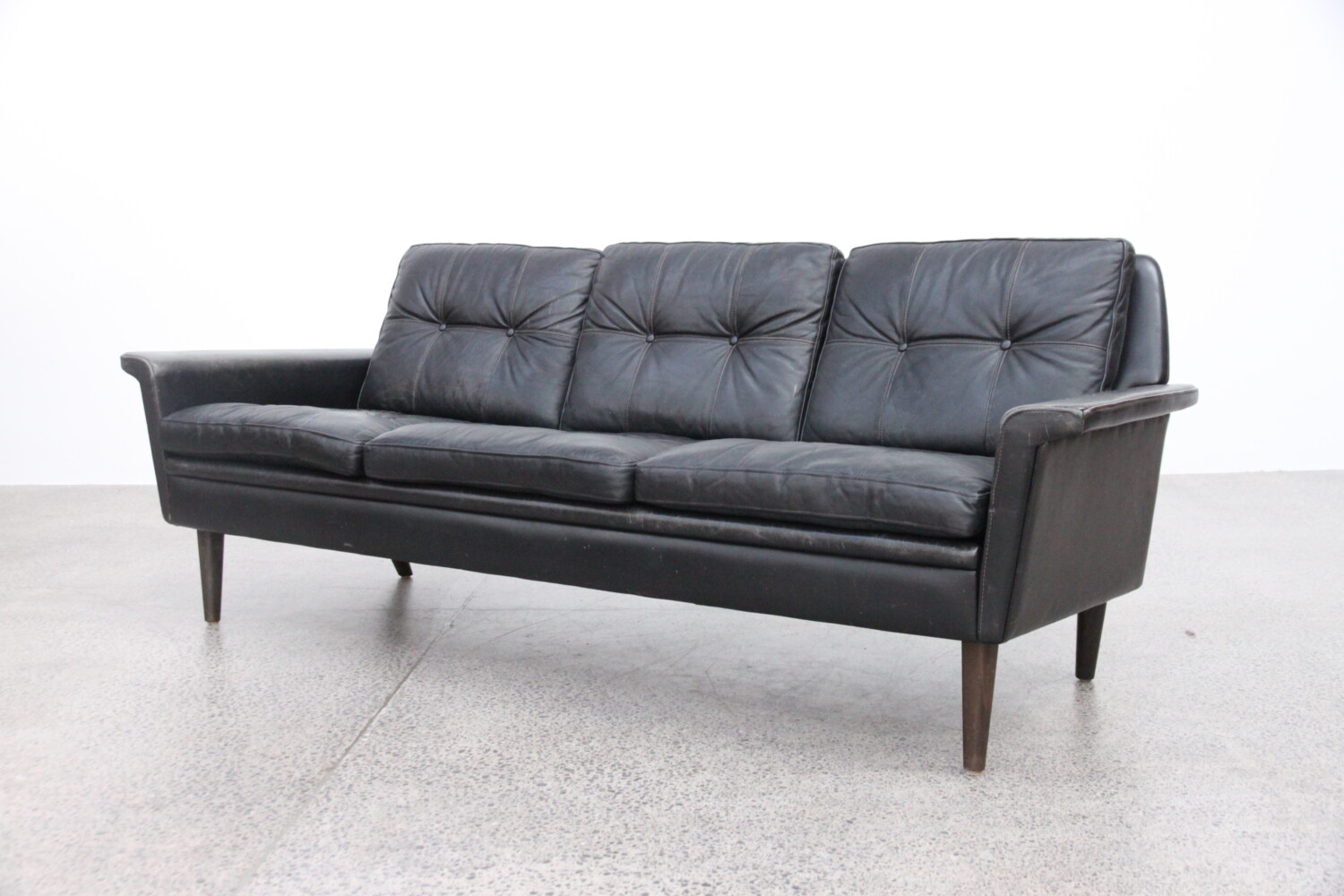 Black Leather Sofa by Skipper Mobler