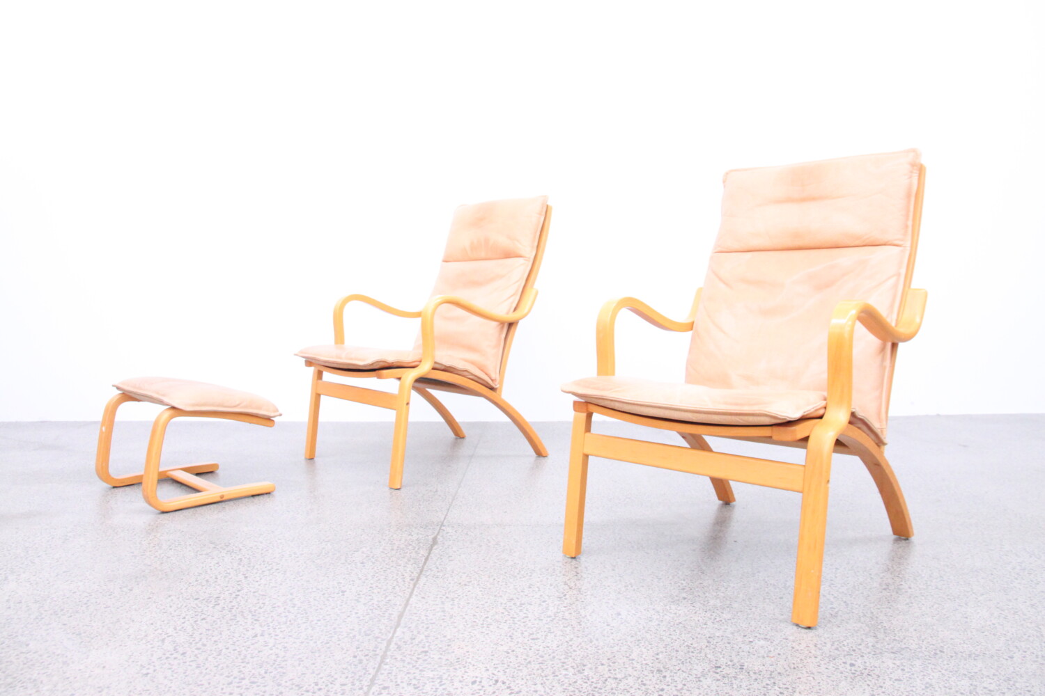 Beech & Leather Armchairs