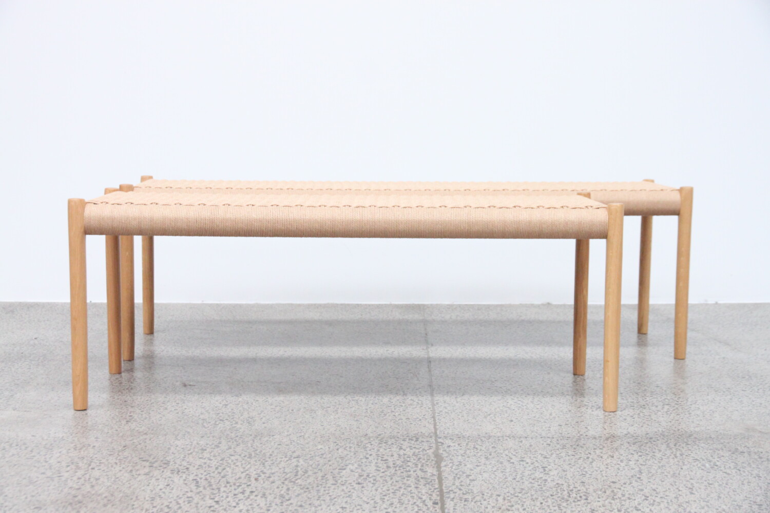 Oak and Papercord Bench Seat by Niels Moller