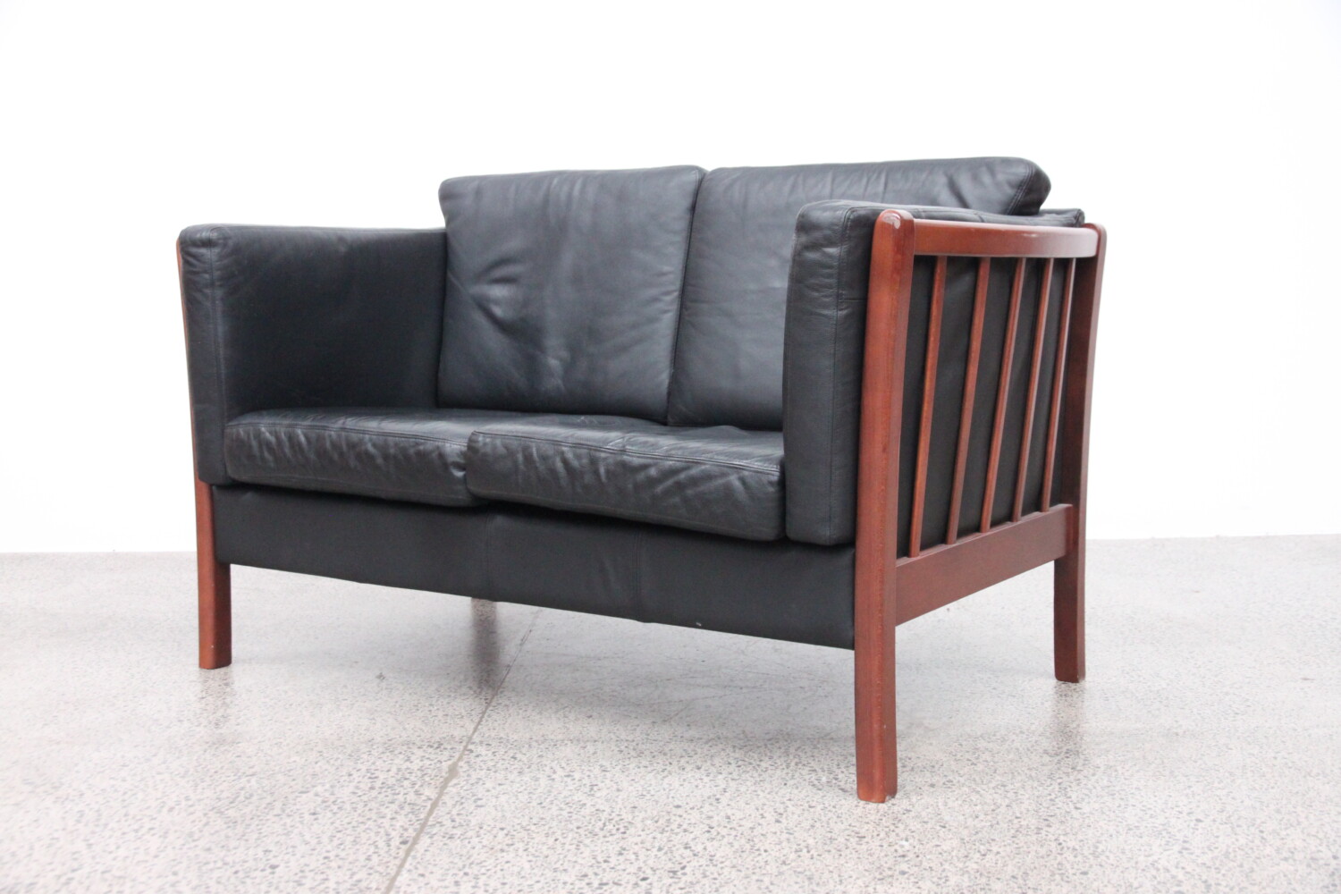 Pair of Danish Sofas Leather and Beech sold