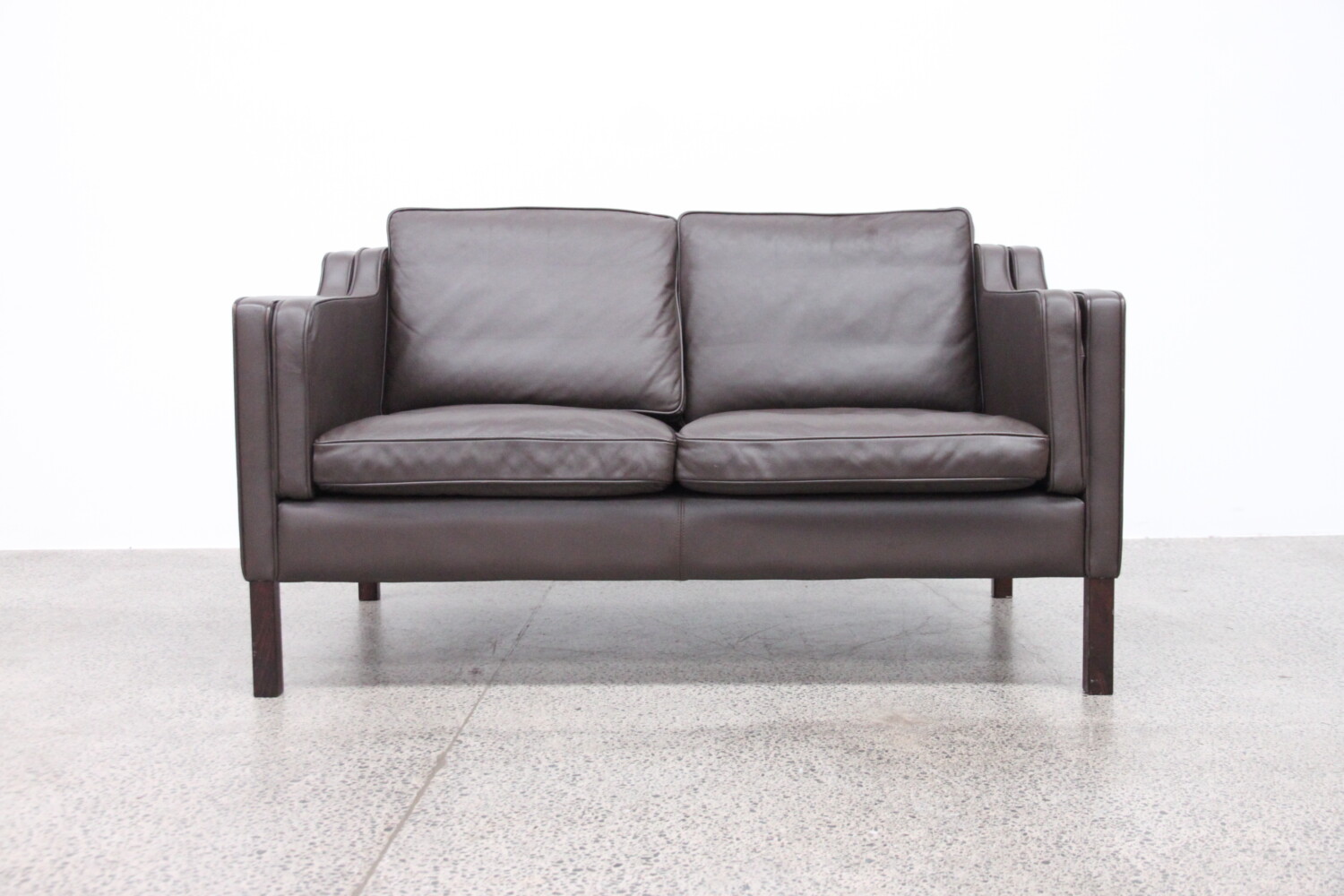 Pair of Brown Leather Sofas by Stouby